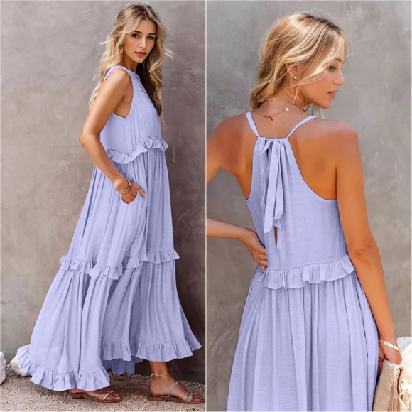 Ruffle Radiance Sleeveless Maxi - Lilac - Picture 2 of 6